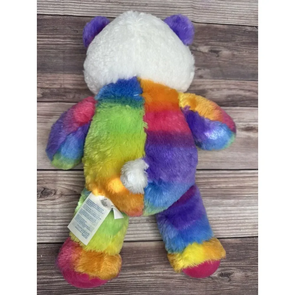 Build A Bear Rainbow Pop of Color Panda Plush Stuffed‎ Animal 16 Inches Long EUC